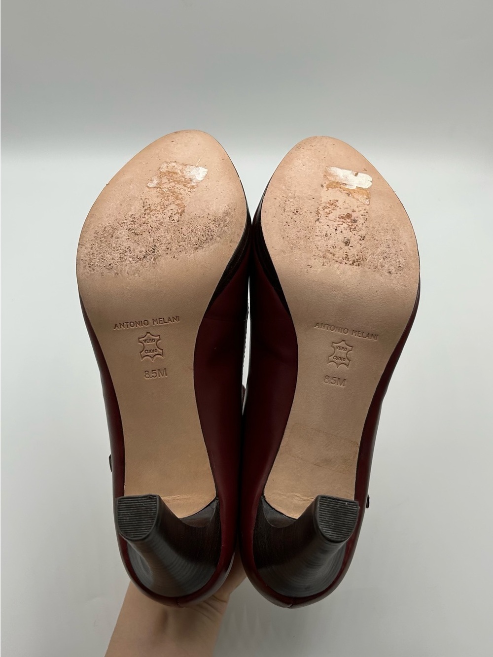 Antonio Melani Wine Red Maroon Leather T Strap Heels Women’s Size 8.5 - Picture 6 of 10